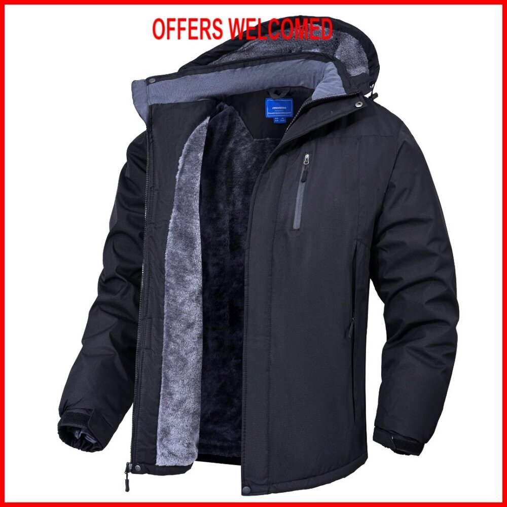 Men's Winter Ski Snow Jacket Waterproof Windproof Polyester Fleece Lined